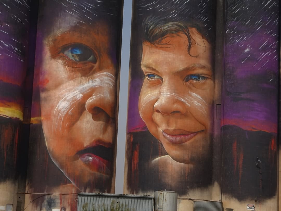 Indigenous silo mural.