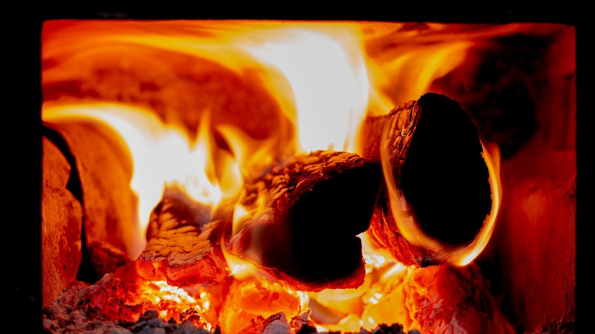 Wood burning in a heater