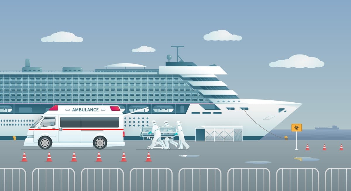 Cruise ship in dock illustration