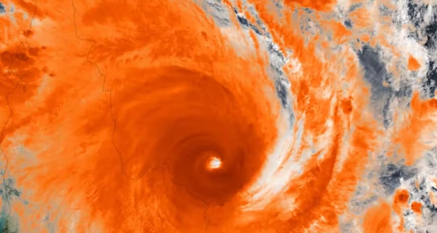 View from space of Tropical Cyclone Ita off the shore of Queensland, Australia, 2014