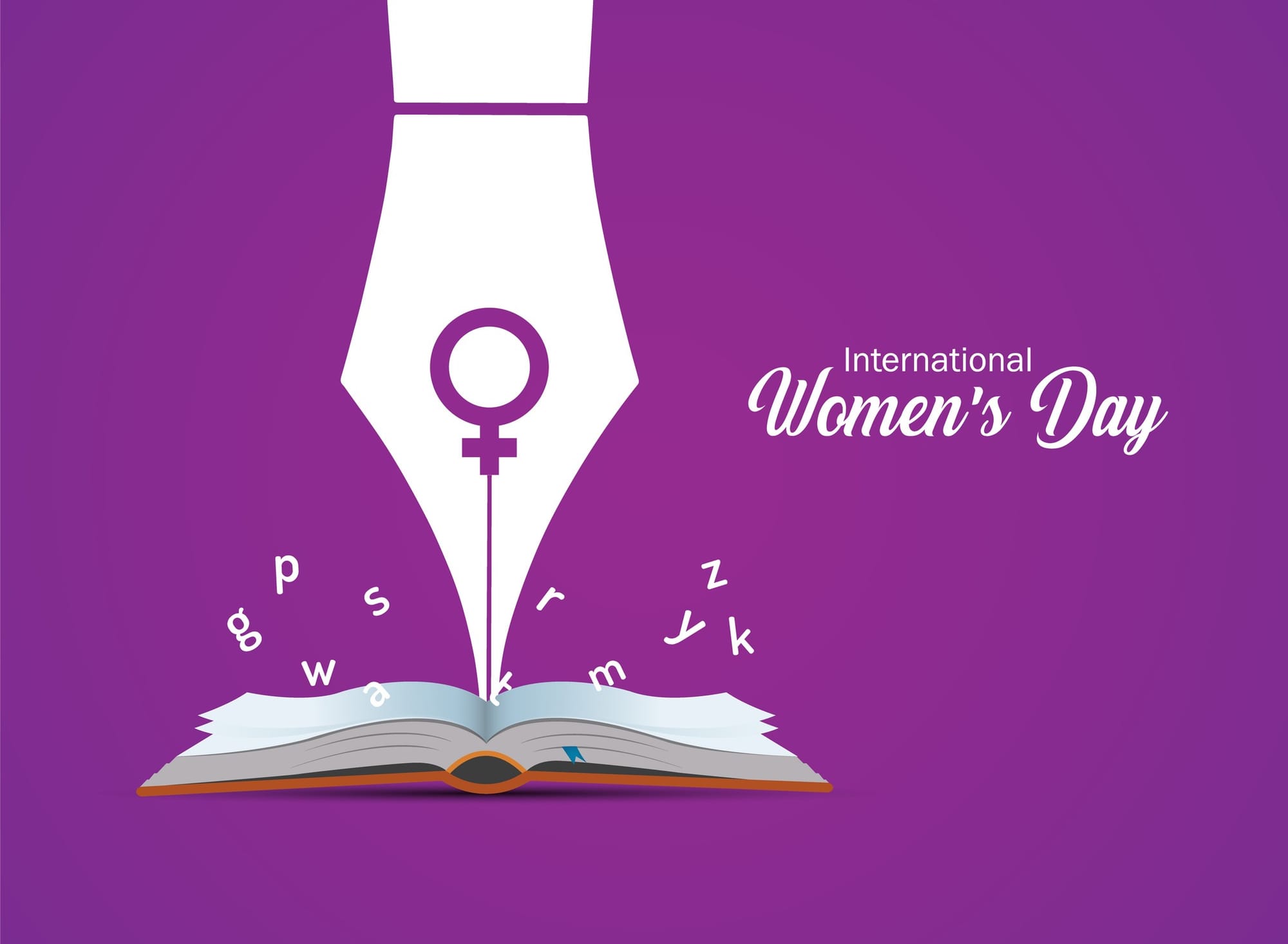 International women's day concept poster. Woman sign illustration background. 