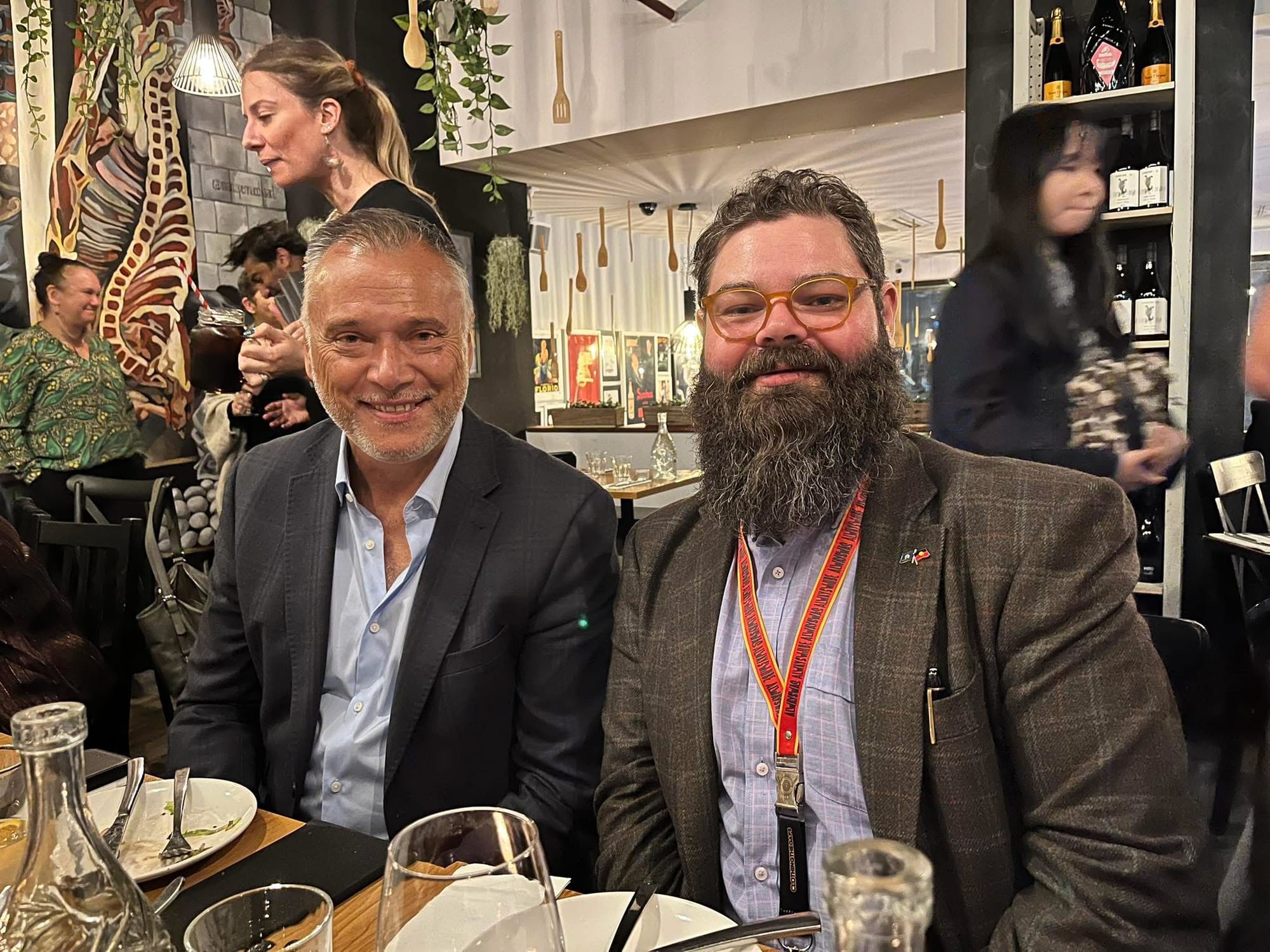 Stan Grant and Jesse Fleay at the 2025 AIATSIS Summit.