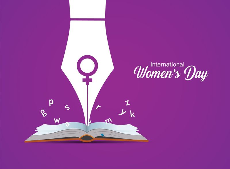 International women's day concept poster. Woman sign illustration background. 