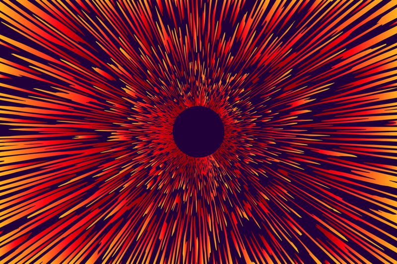 Stylised image of a black hole and exploding light trails 