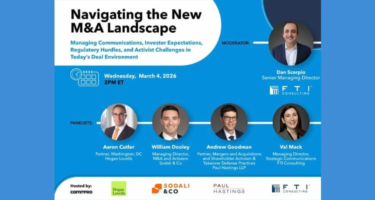 Navigating the new M&A landscape, a virtual roundtable, March 4, 2:00 - 3:00 PM