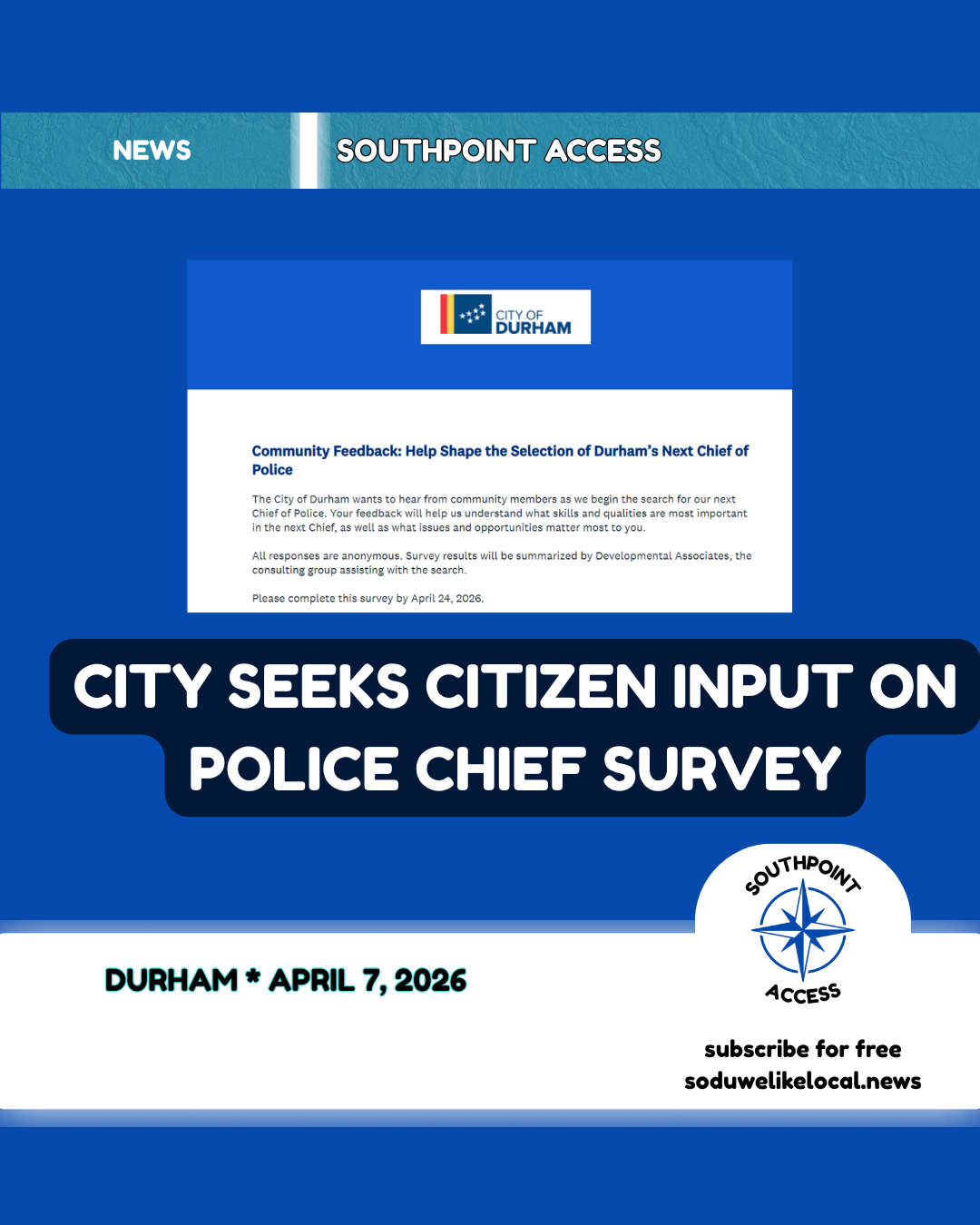 Durham Seeks Public Input in Search for Next Police Chief