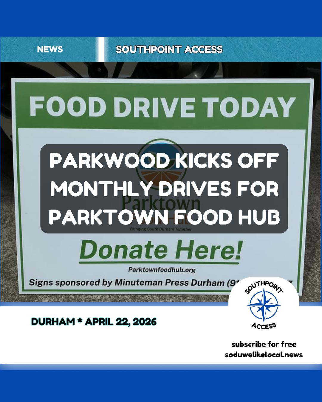 Parkwood Starts Monthly Drive for Food Hub