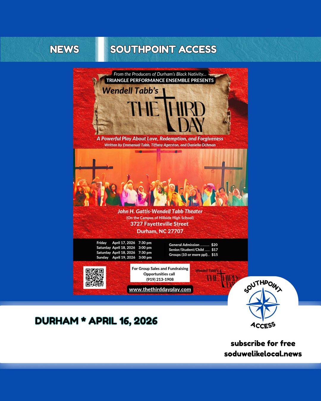 Triangle Performance Ensemble Brings New Easter Drama, Anti-Gun Violence Message to Durham Stage