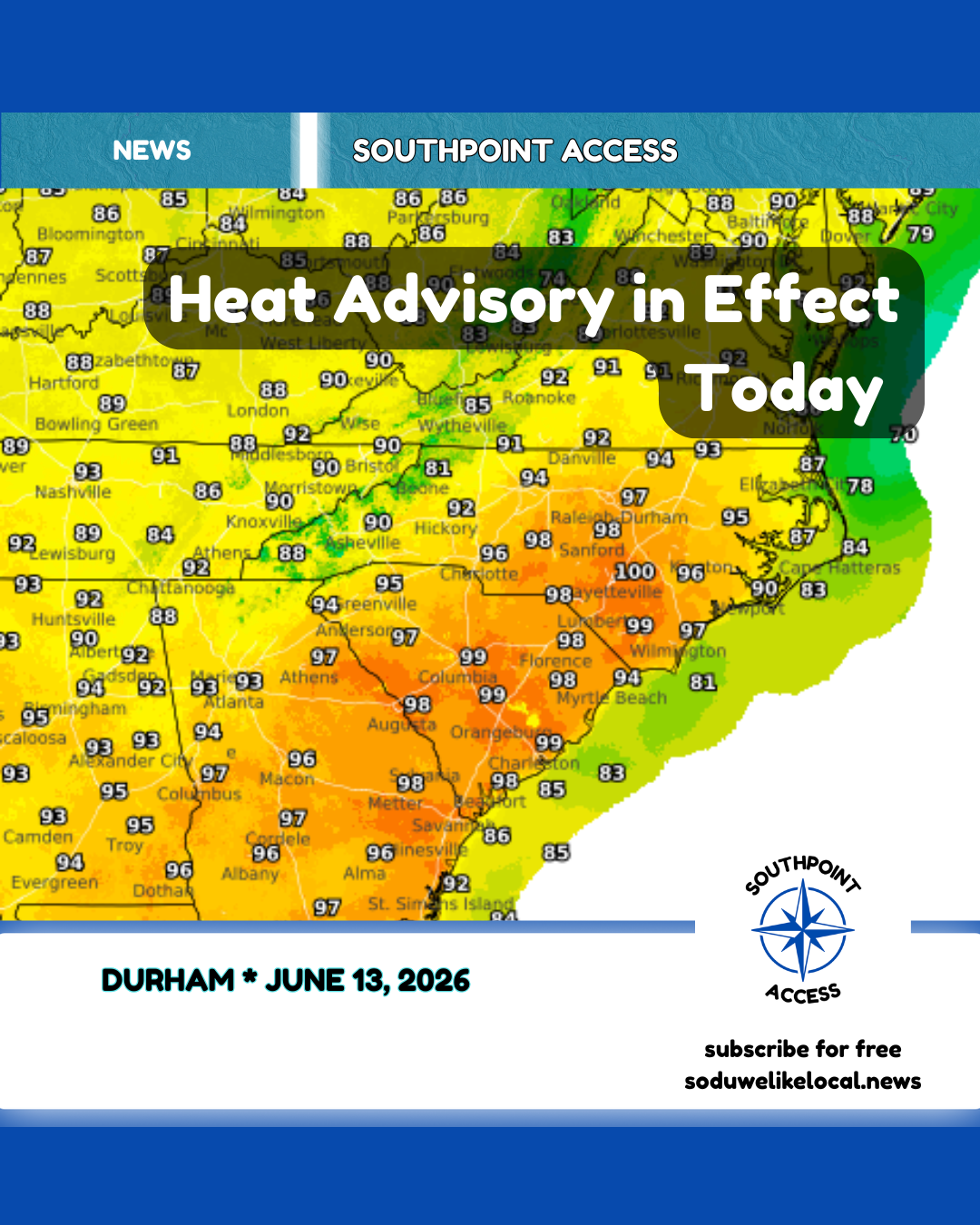 Heat Advisory in Effect Today
