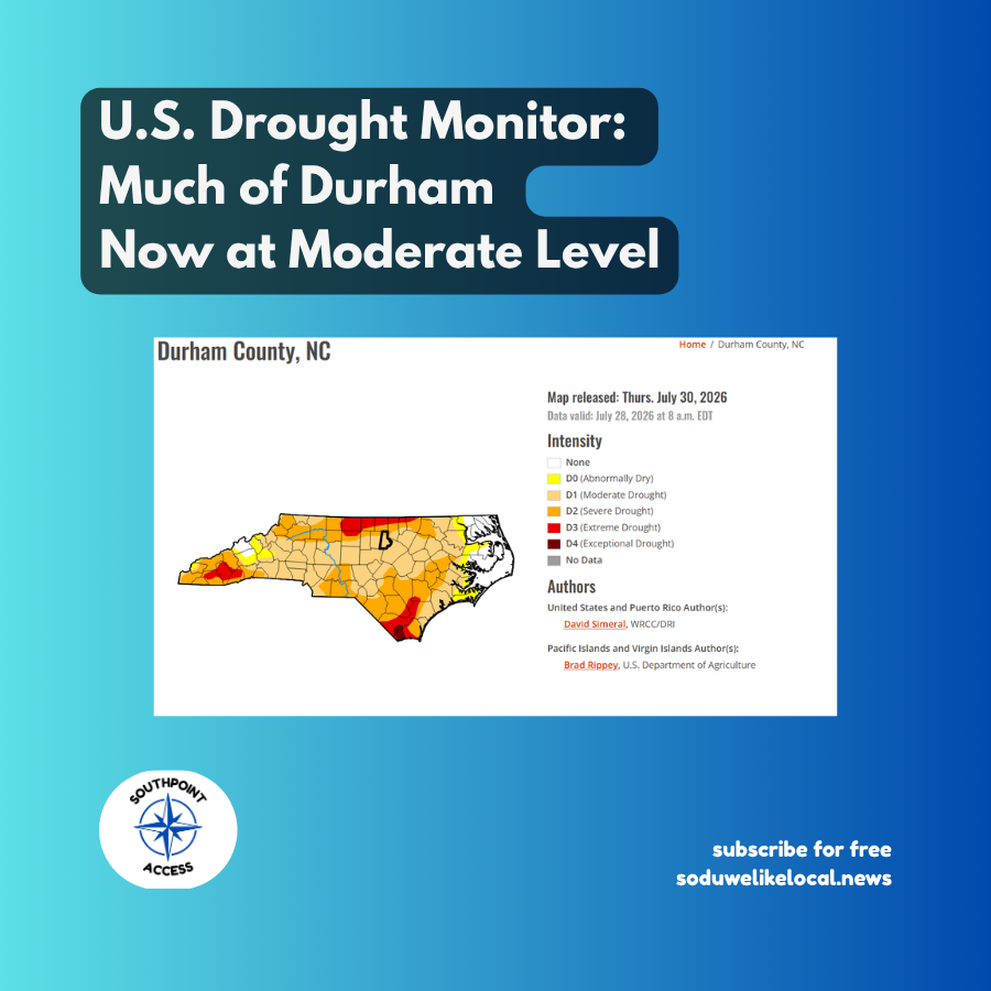 Report: Drought Status in South Durham Eased by Rains