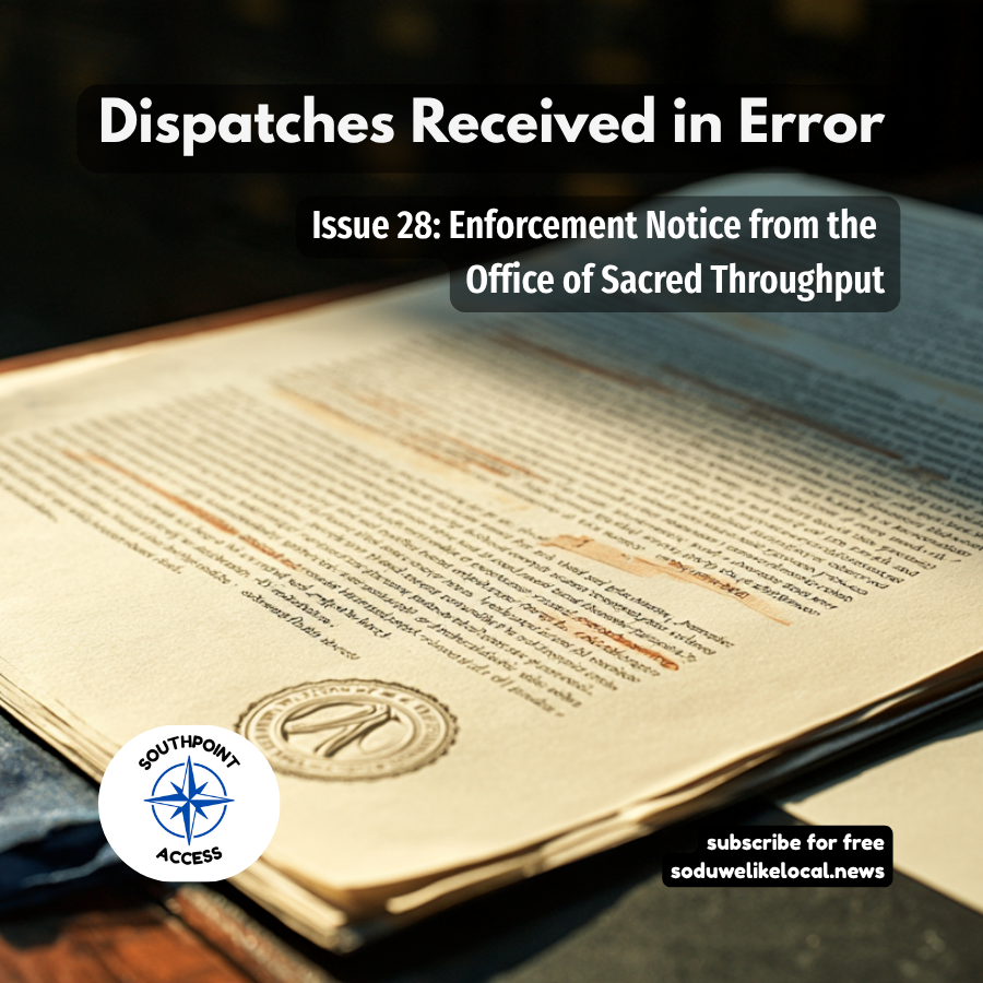 [Dispatches Received in Error Issue 28] Enforcement Notice from the Office of Sacred Throughput