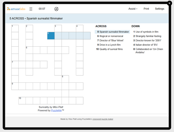 [Crossword] Surreality