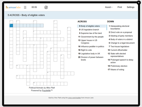 [Crossword] Political Animals
