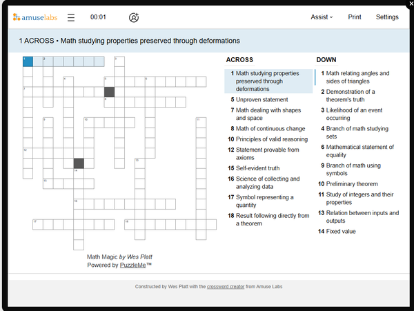 [Crossword] Math Magic