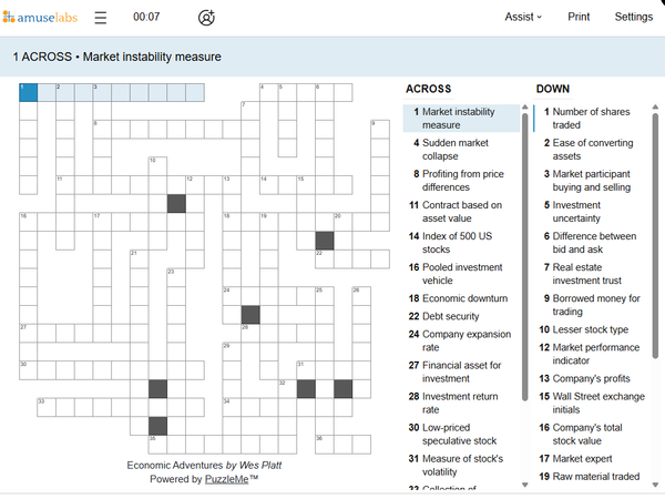 [Crossword] Economic Adventures