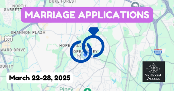 [Dearly Beloved] Durham Marriage Applications - March 22-28, 2025 [SoDu Crew Premium Feature]