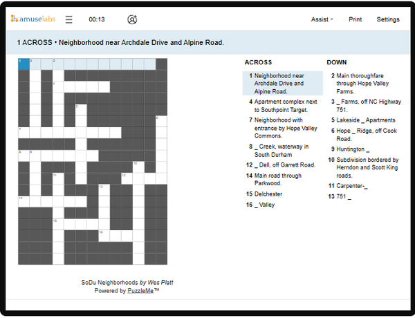 [Crossword] SoDu Neighborhoods