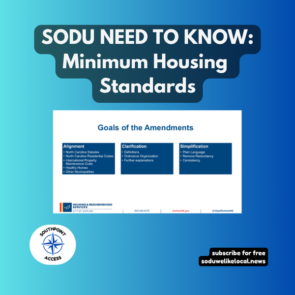 [SoDu Need to Know] Durham's Minimum Housing Code Changes