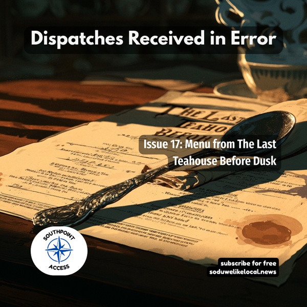 [Dispatches Received in Error Issue 17] Menu from the Last Teahouse Before Dusk