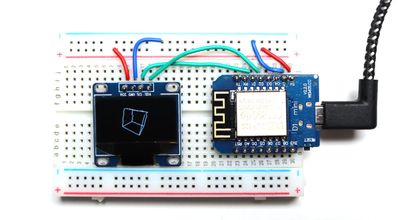 Creating a 3D wireframe cube with MicroPython on an OLED display