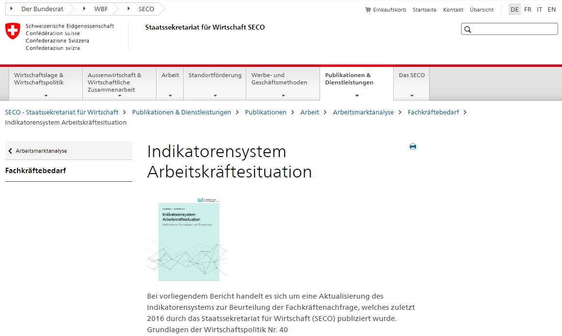 Arbeitskräftesituation in der Schweiz