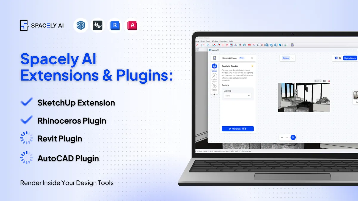 Spacely AI Extensions & Plugins: Render Inside Your Design Tools