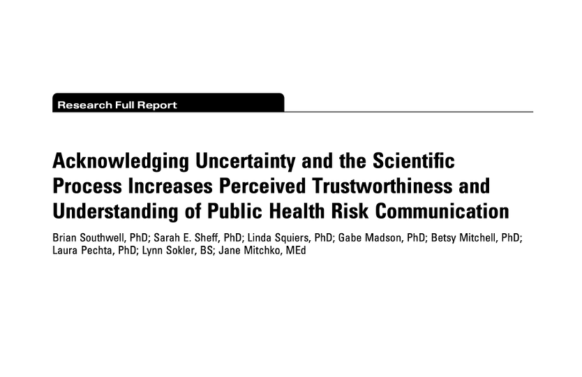 What happens when public health says “we're not sure?"