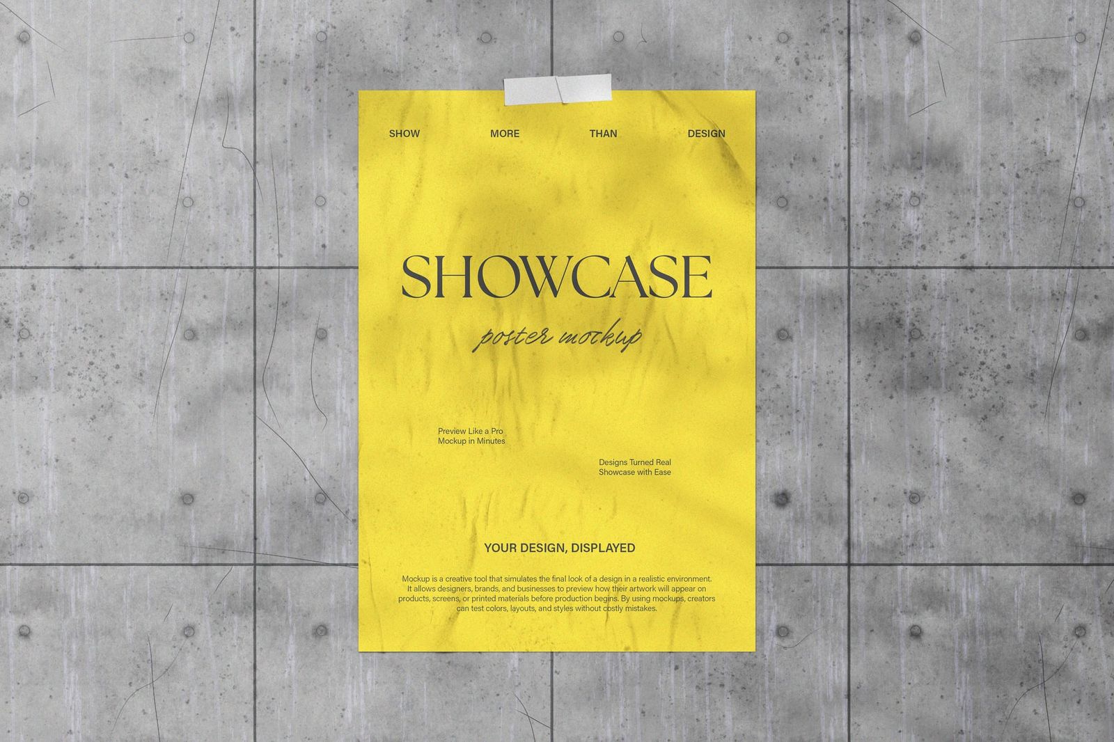 Creative Poster Mockup on Cement Wall with Tape