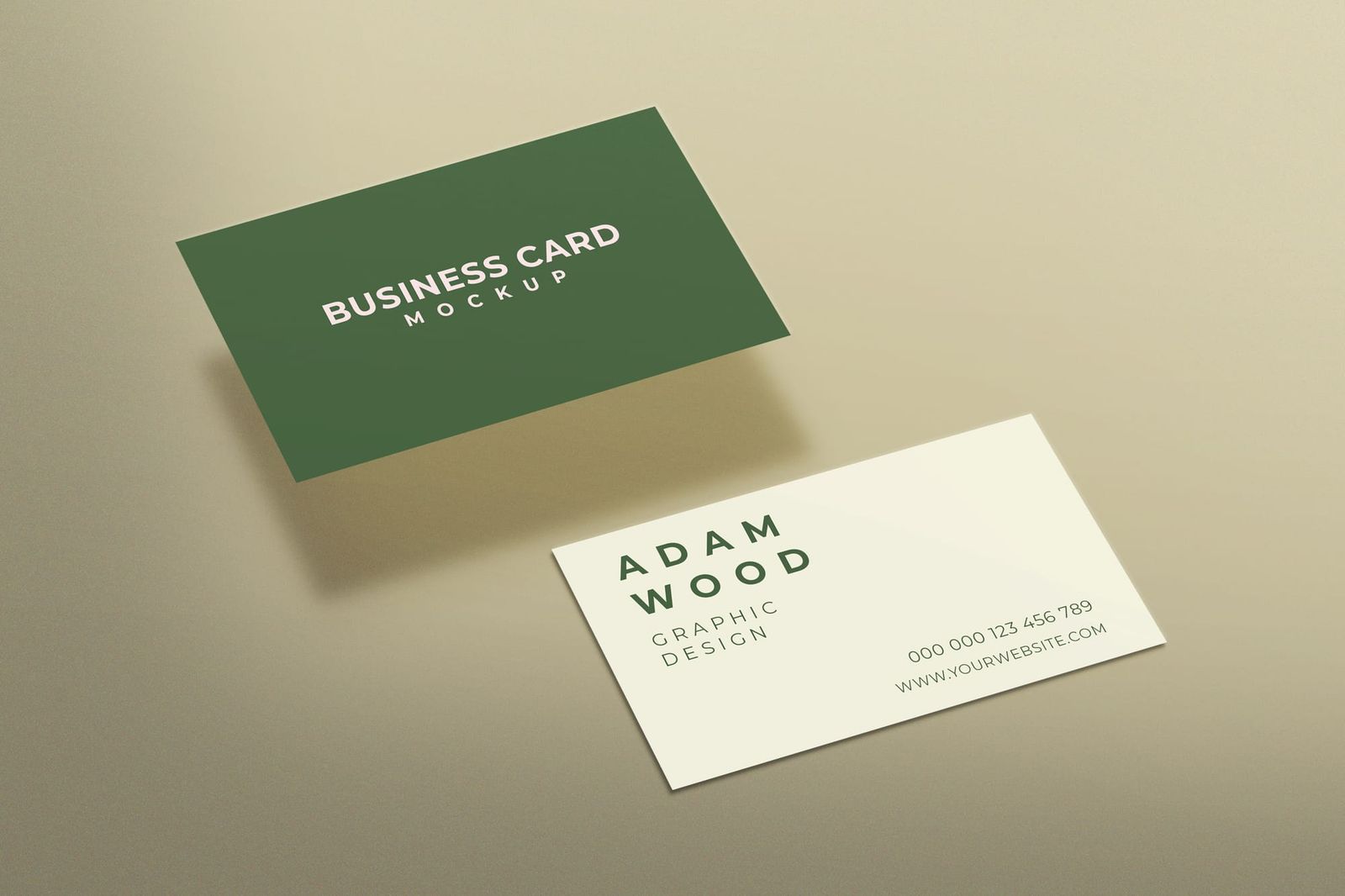 Floating Green Business Card Mockup