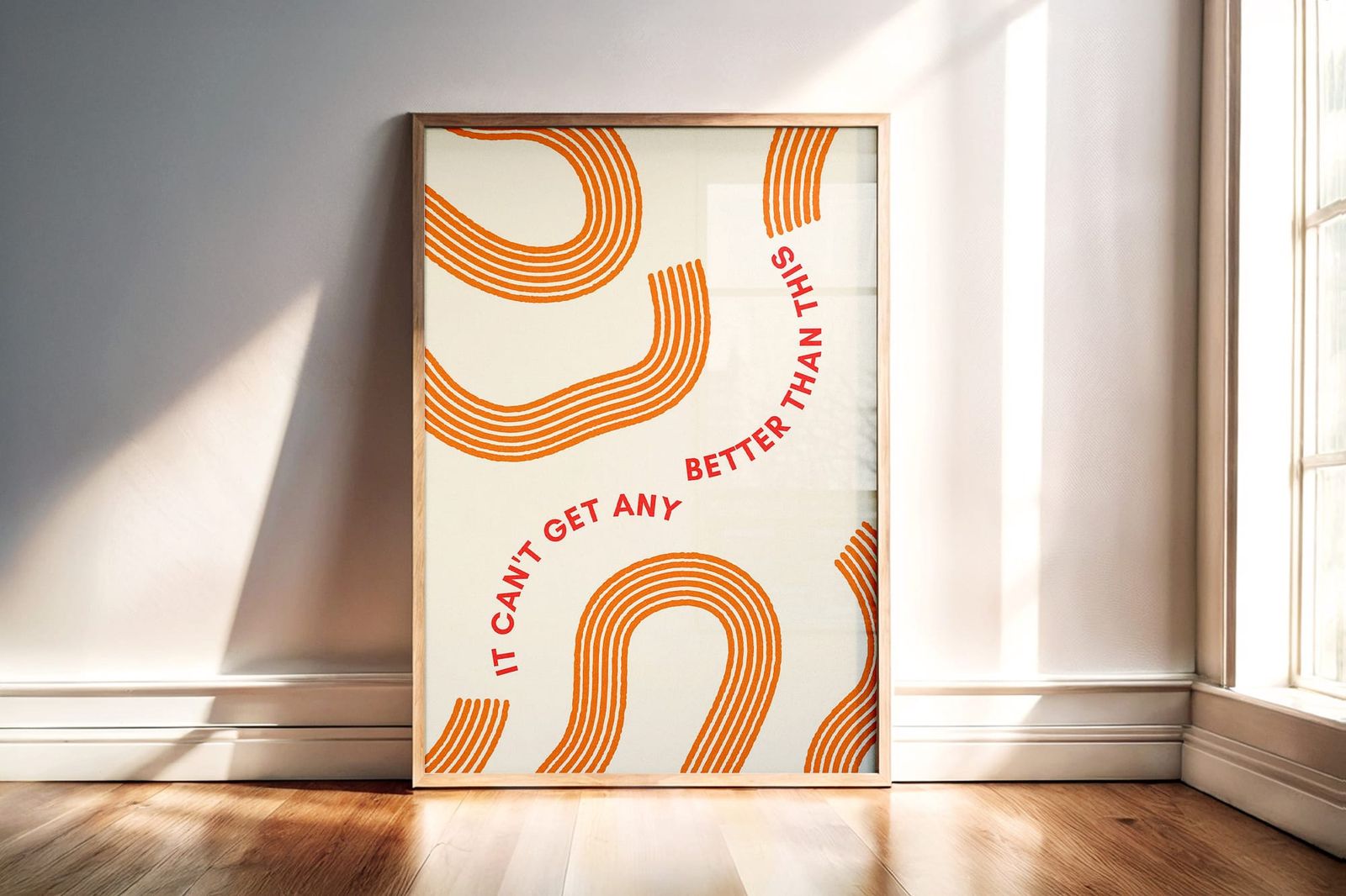 Interior Frame Poster Mockup on Wood Floor
