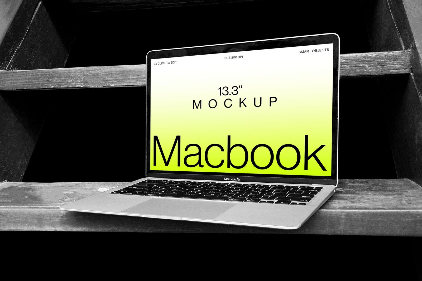 Macbook Air dark Background Mockup