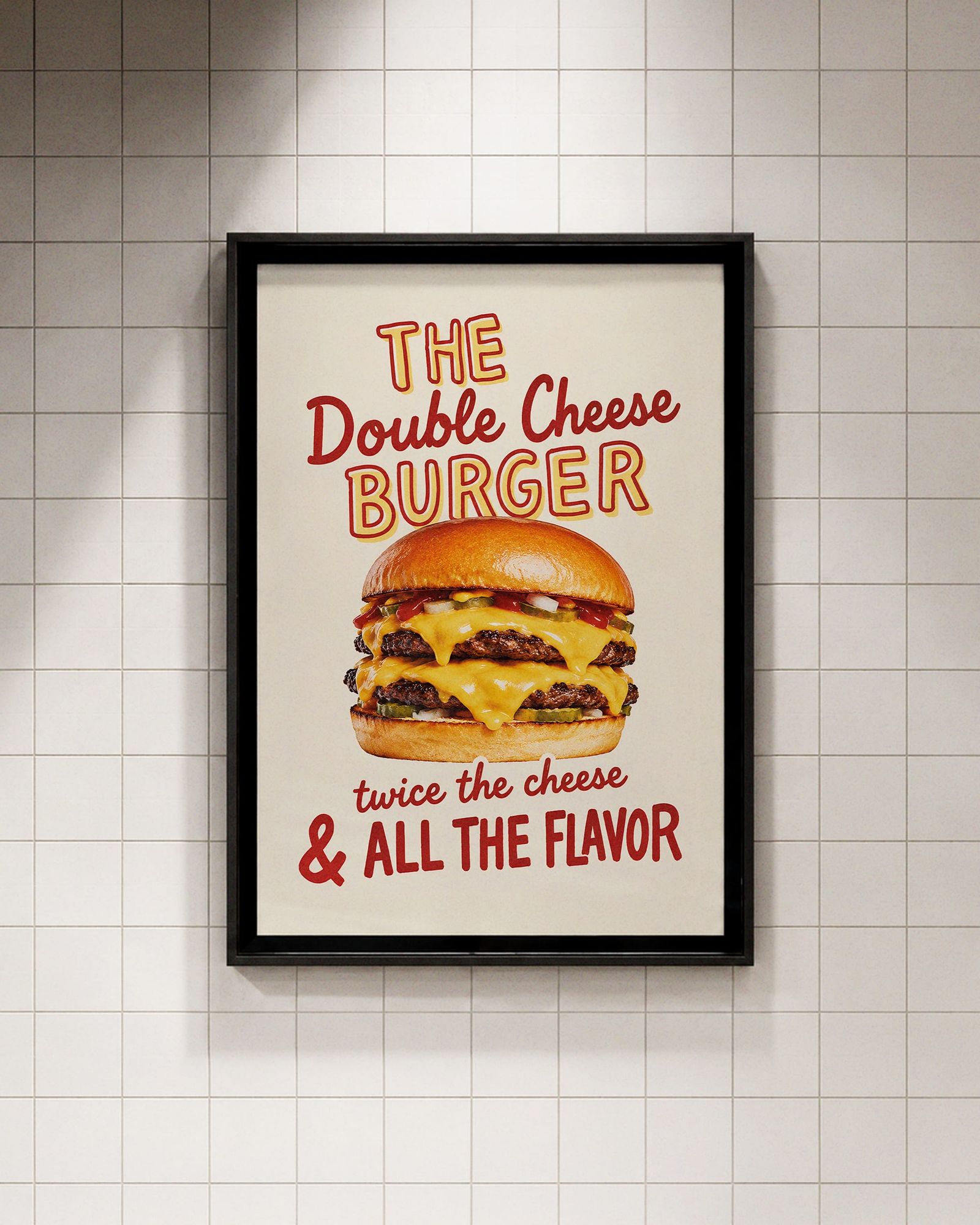 Retro Burger Tile Frame Mockup