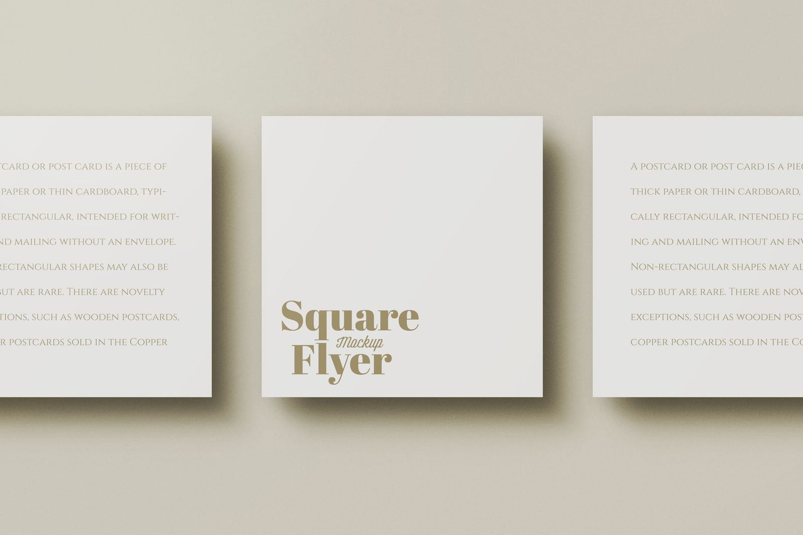 Three Square Flyer Postcard Mockup