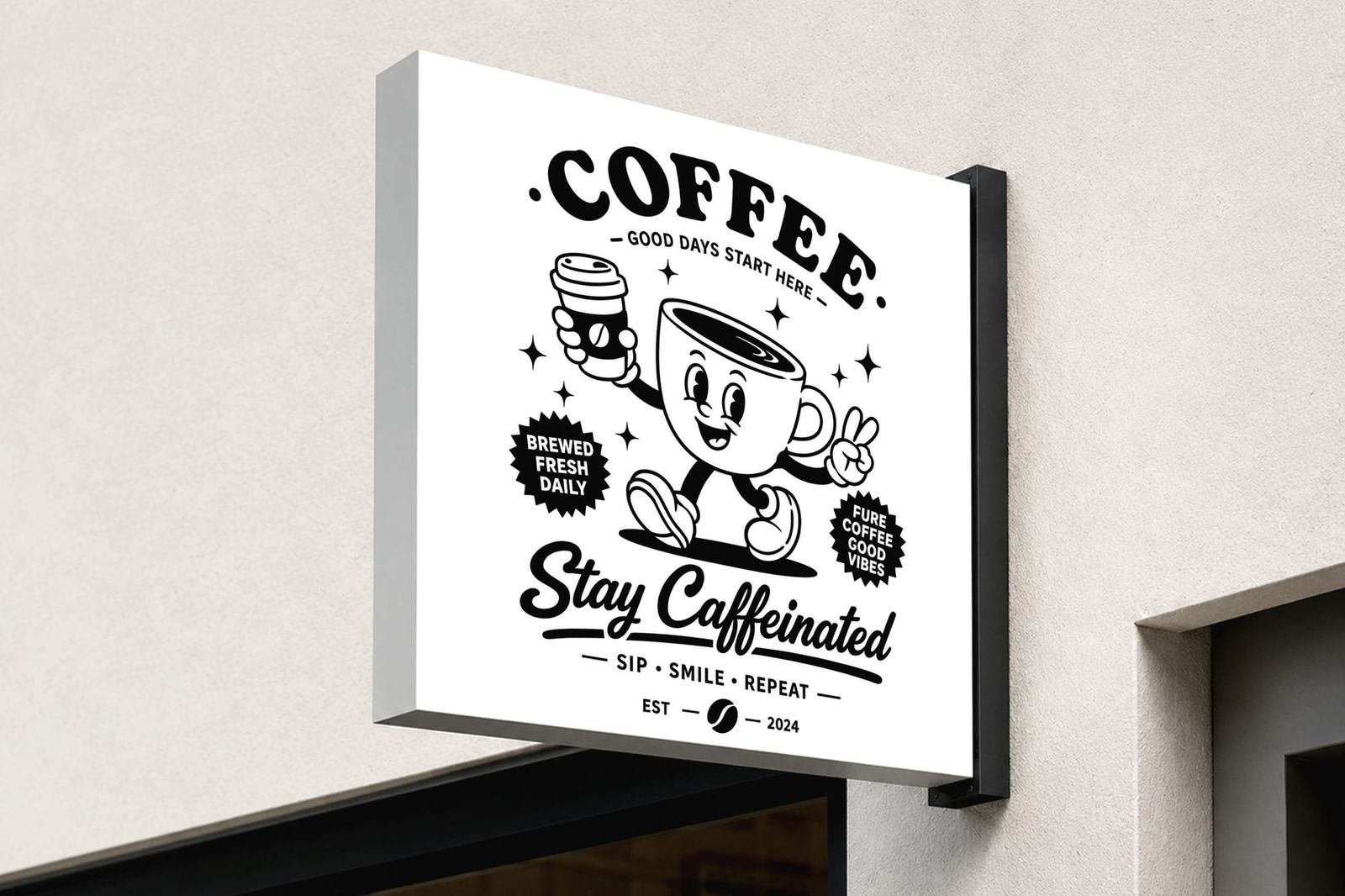 Wall Sign Board Mockup Modern Exterior Perspective