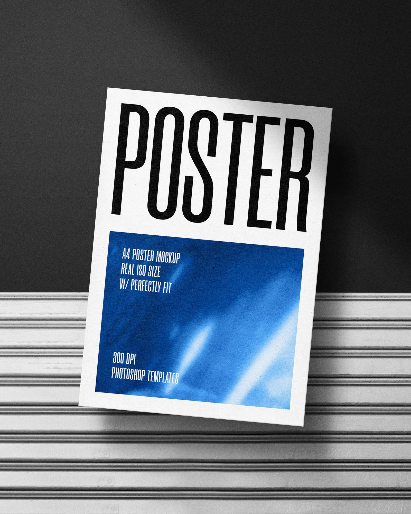 A4 Poster Mockup on Roll Door