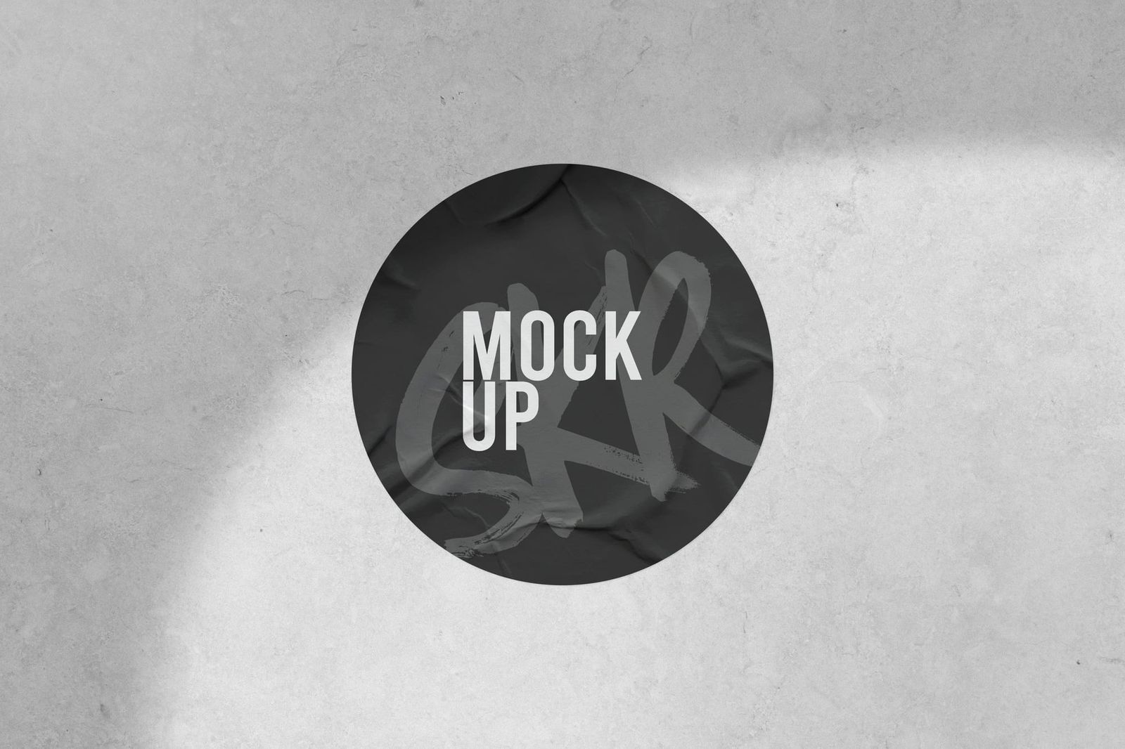 Black Glued Concrete Sticker Mockup