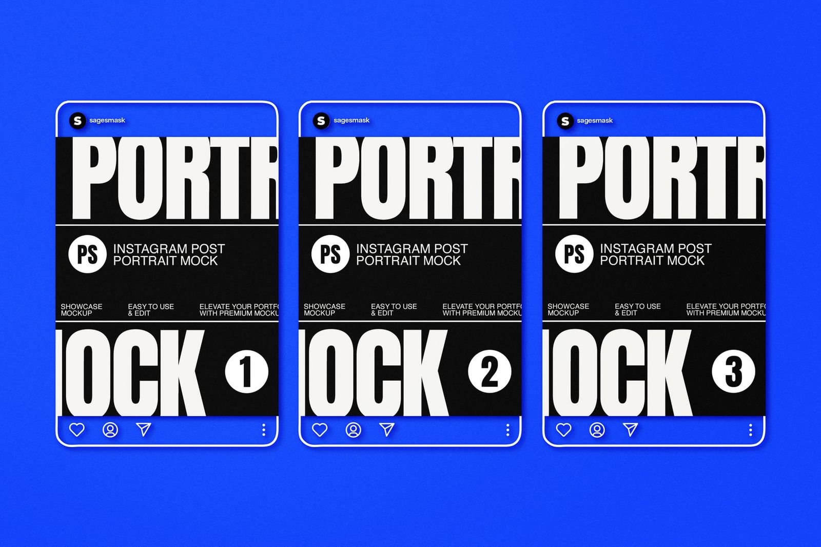 Blue Instagram Post Portrait UI Mockup