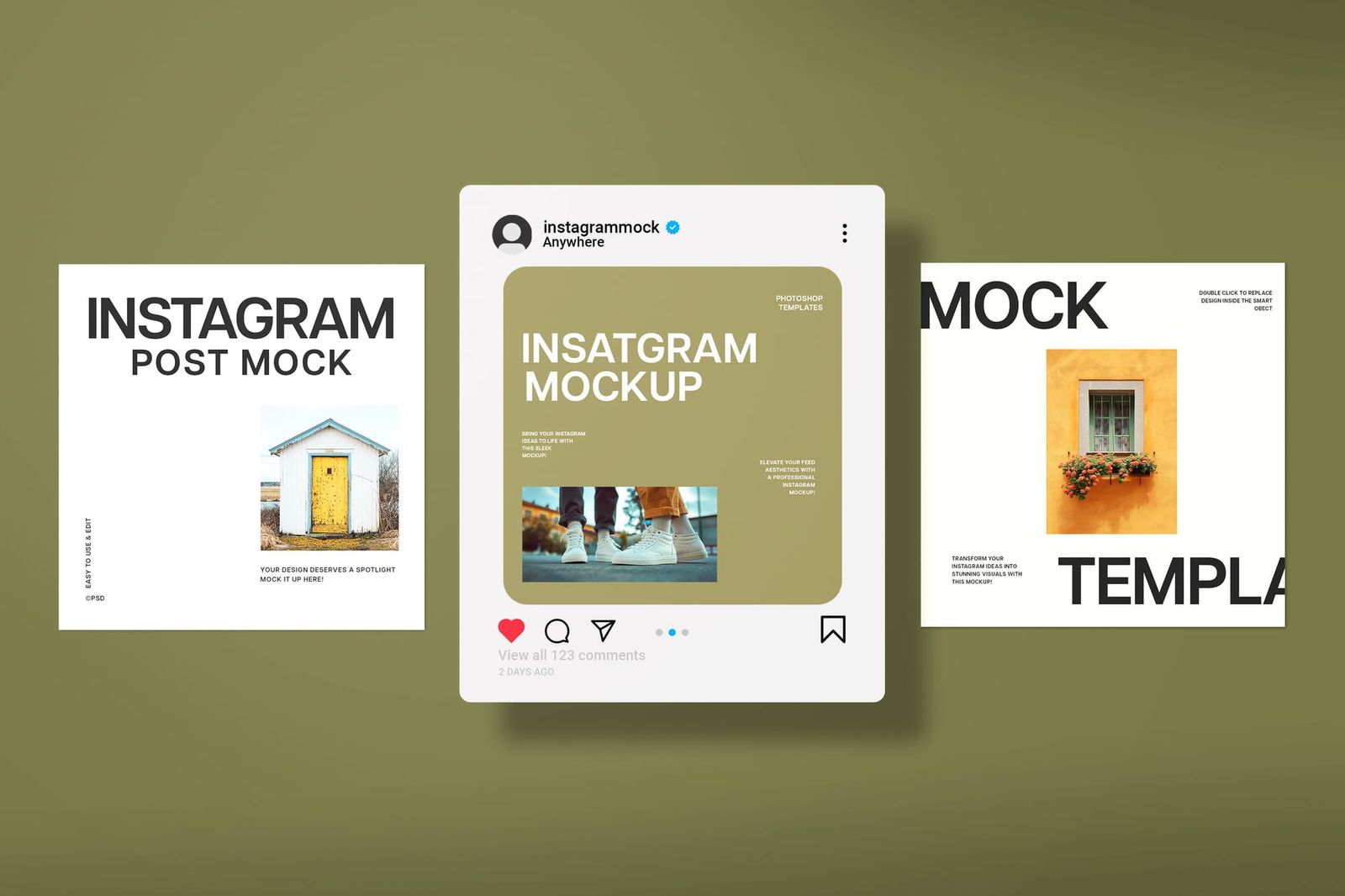 Centered Floating Instagram Post UI Mockup Interaction