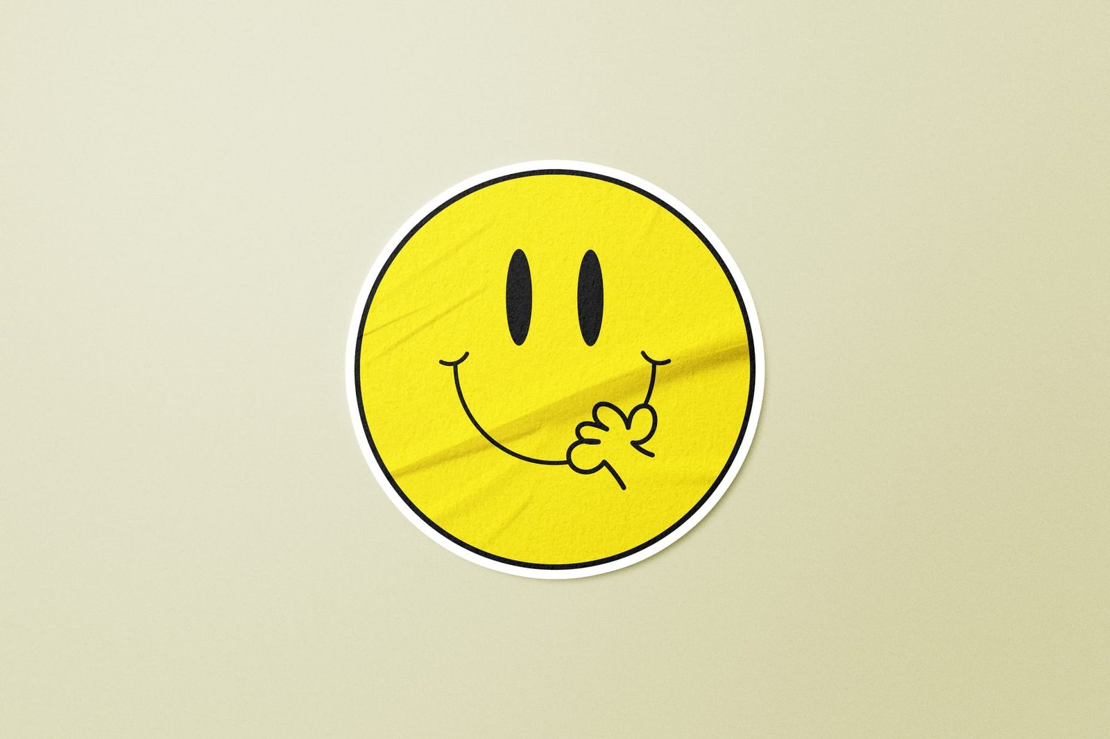 Centered Retro Decal Smiley Yellow Badge Sticker Art Mockup