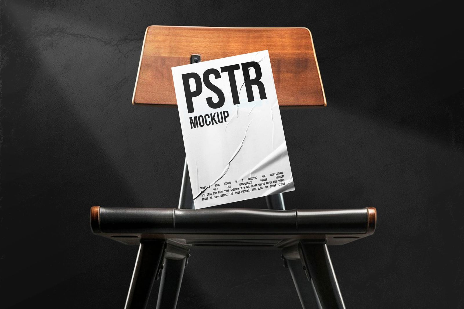 Crumpled Poster Mockup on Chair