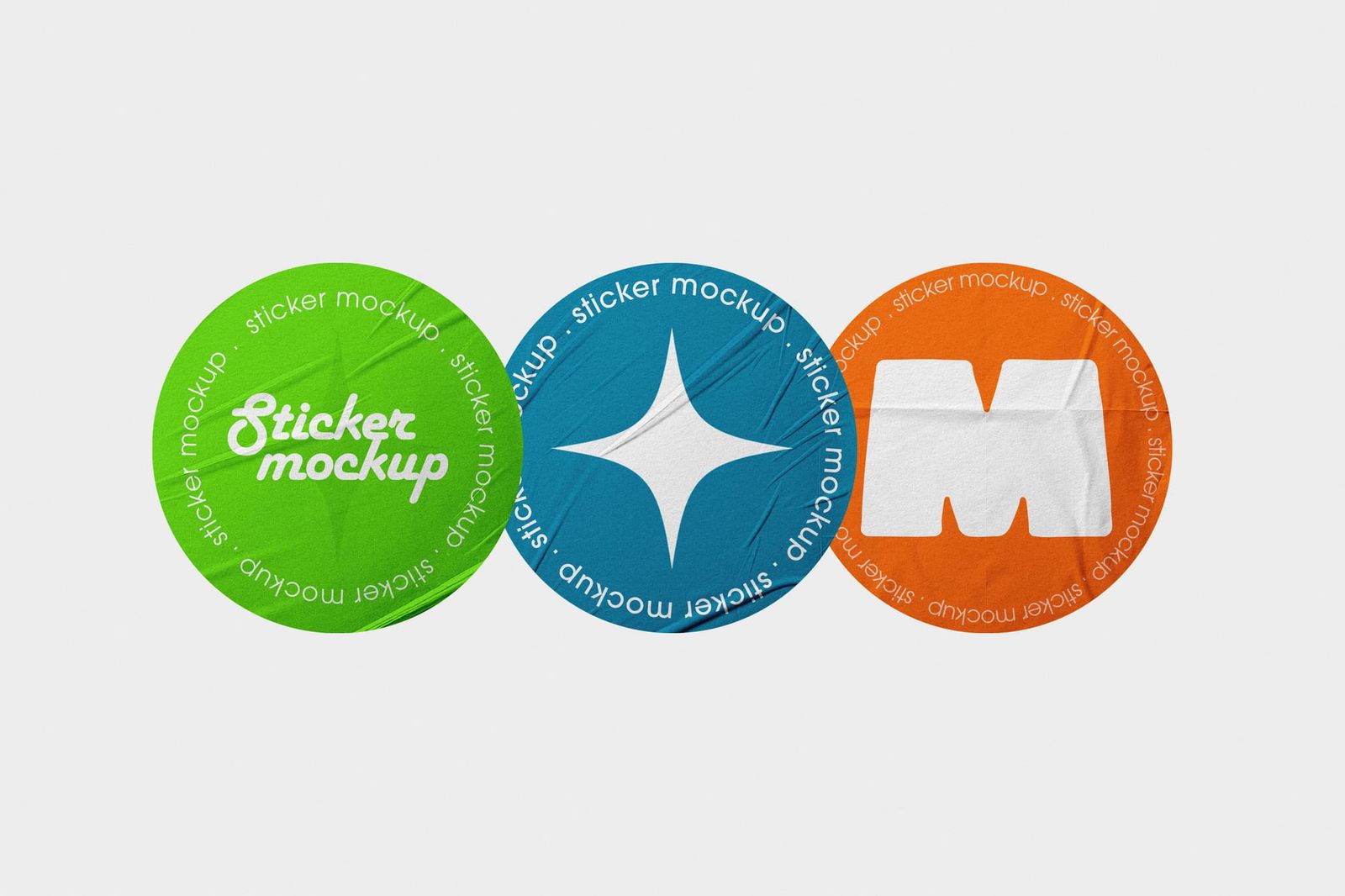 Diamond Three Circle Asterisk Sticker Pack Mockup