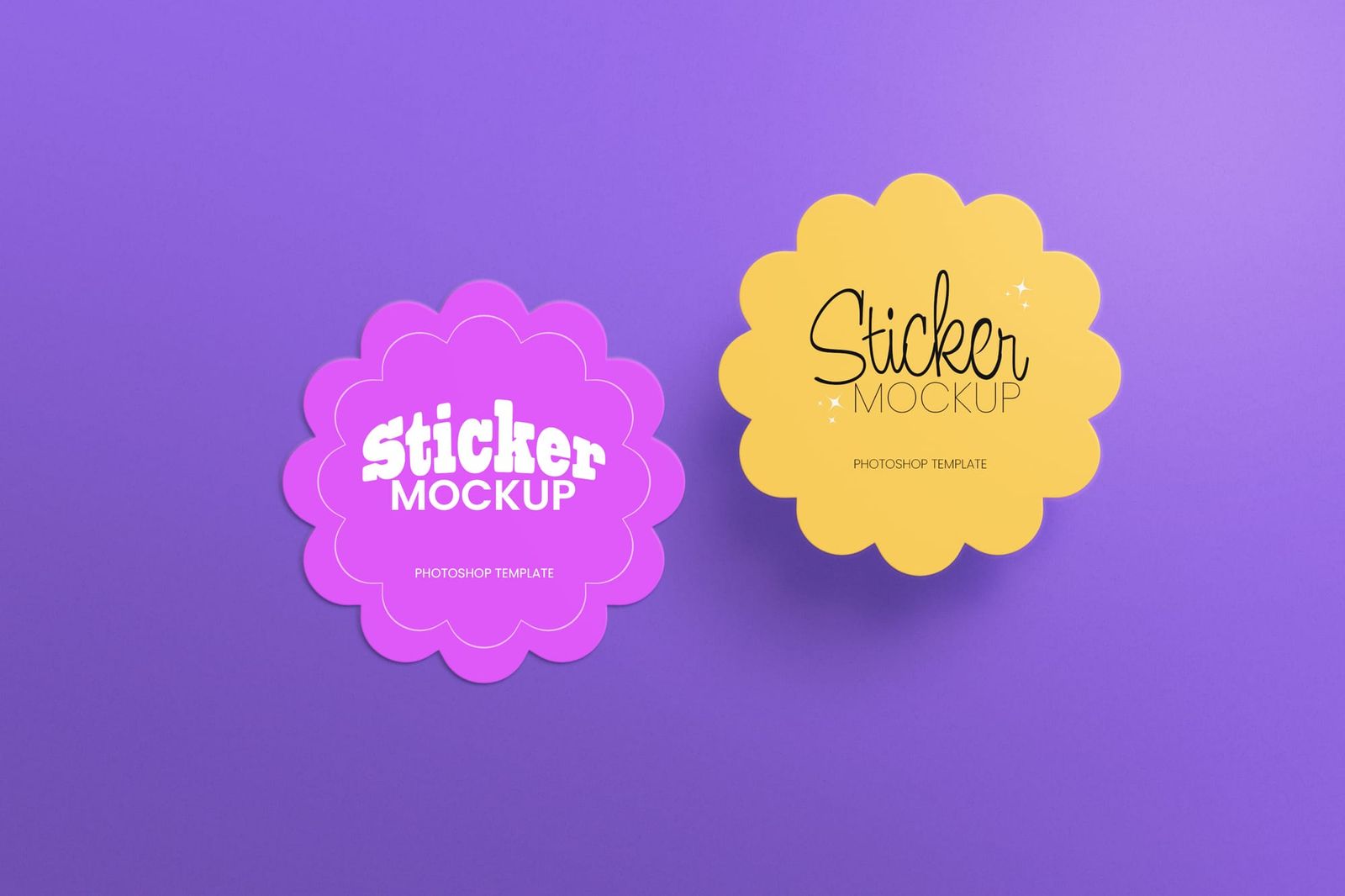 Dual Scallop Purple Wall Sticker Mockup