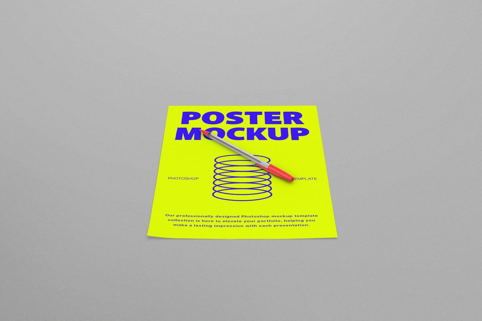Flat Poster Mockup With Pen Set
