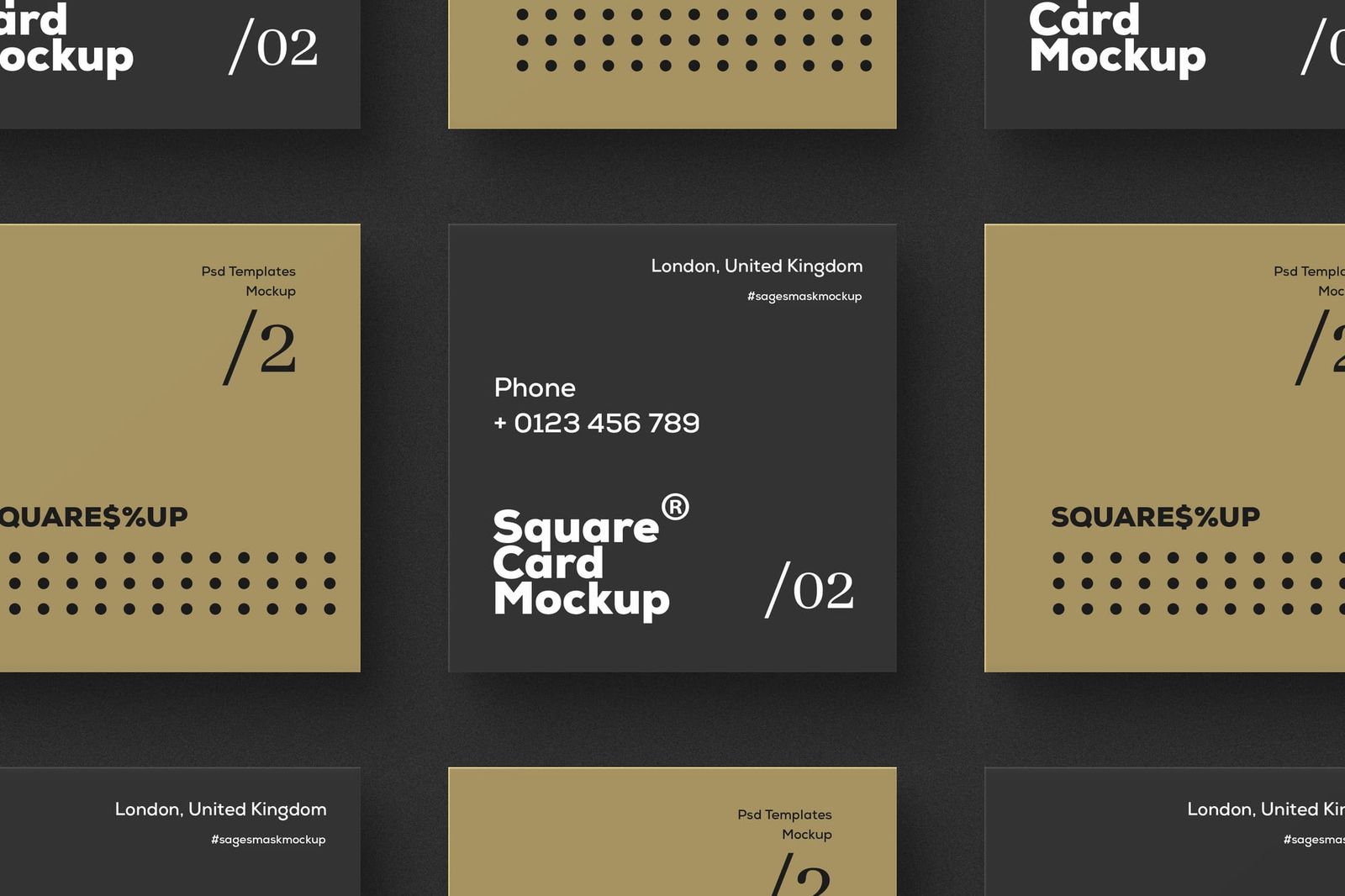 Geometrical Black Gold Card Instagram Post Grid Mockup