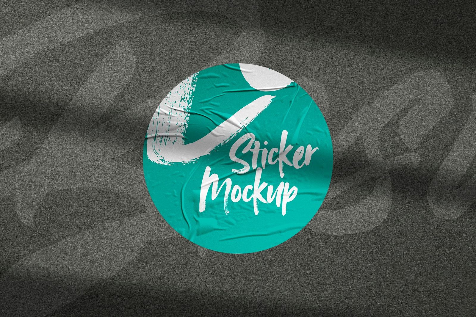 Glued Textured Sticker Mockup with Shadow