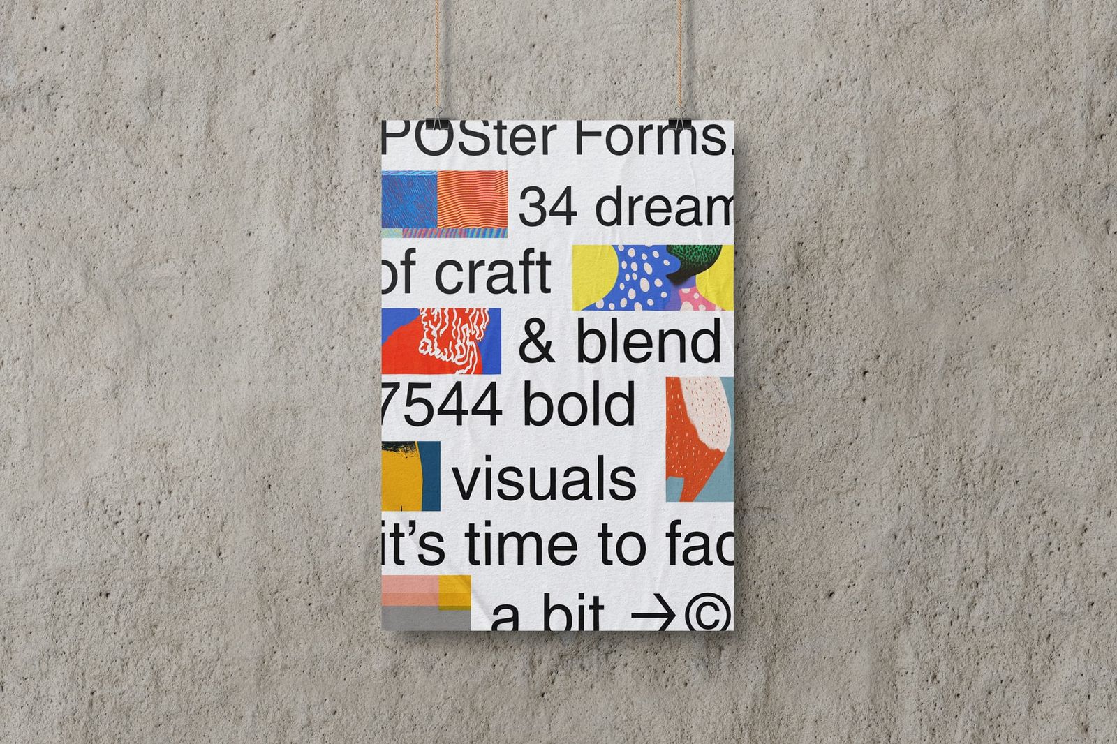 Hanging Poster Mockup on Wall