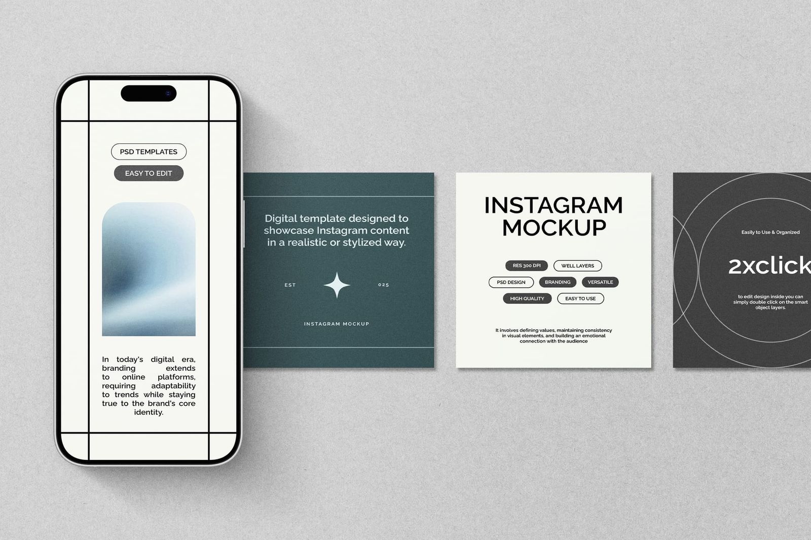 Lined Up of Instagram Mockup with Iphone