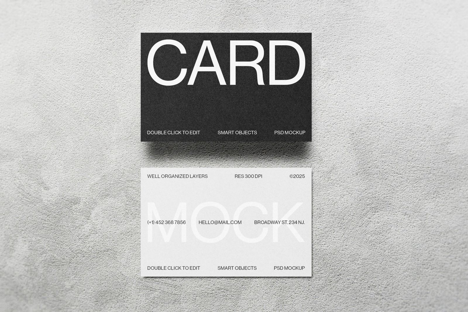 Minimal Floating Business Card Mockup on Textured Wall