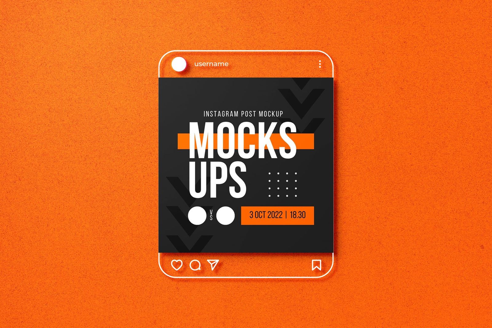 Minimalist Black Orange Isolated Glass Instagram Post UI Mockup
