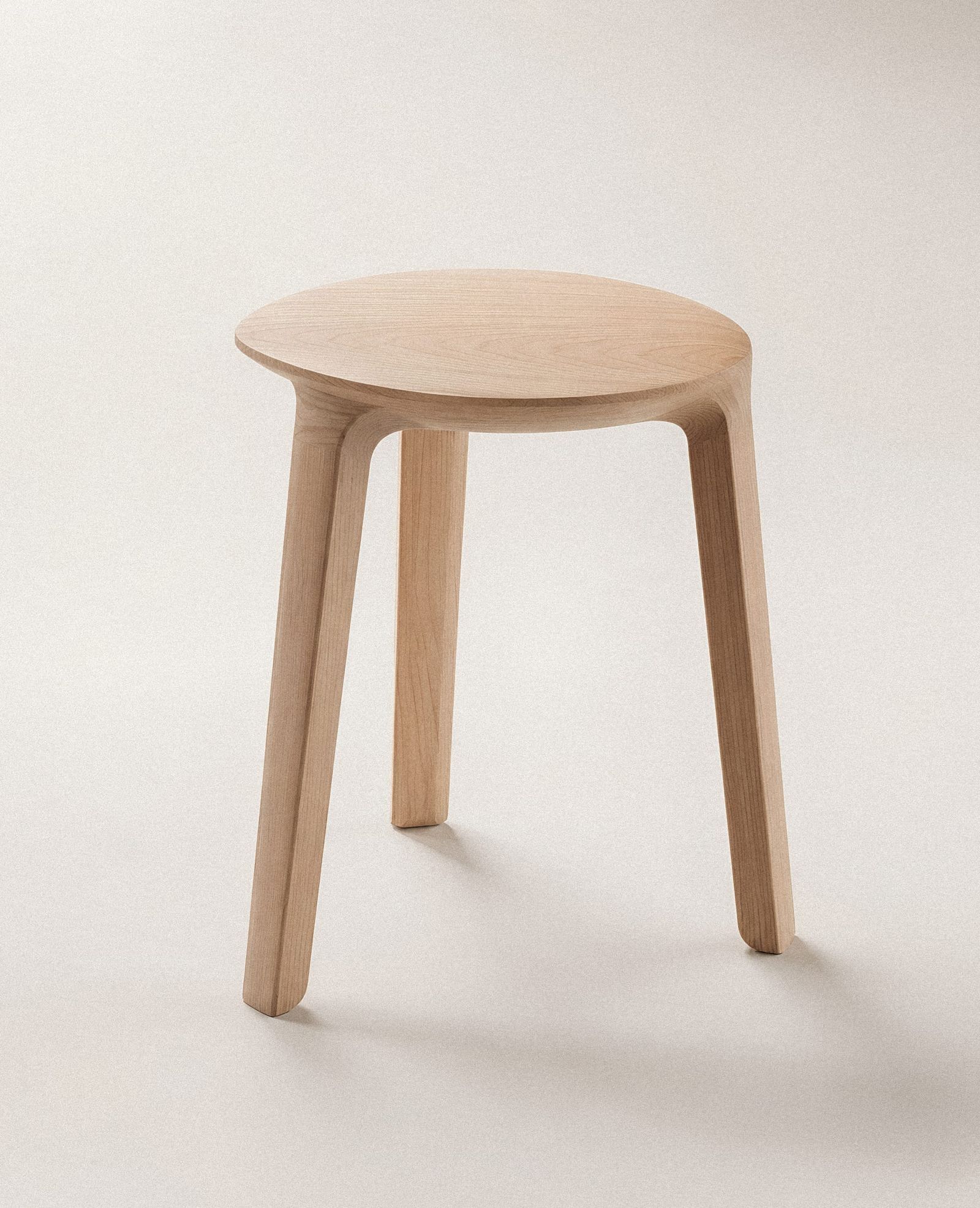 Minimalist Wooden Stool In Neutral Tones